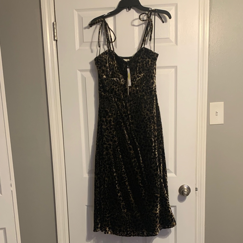 Adelyn Rae Black and Gold Midi Dress